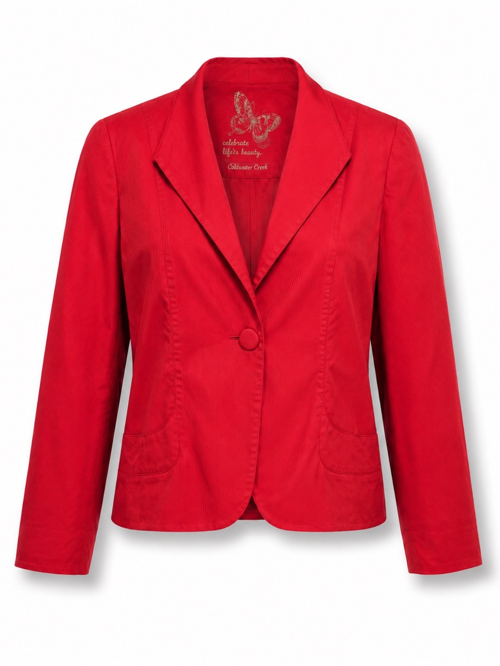 Coldwater Creek Coral Blazer Jacket Petite 14P Career Office Button Front Casual